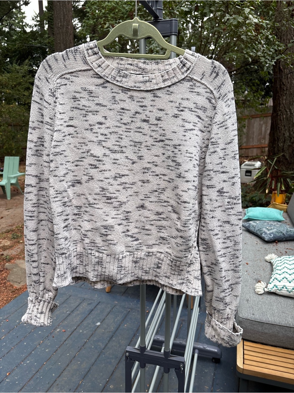 J. Crew Marled Crewneck Sweater in Cream and Gray